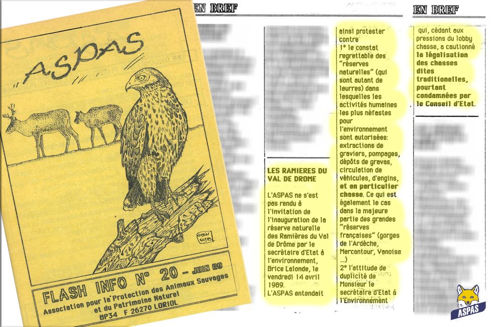 Quand l'ASPAS boycottait, en 1989, l'inauguration de la Réserve naturelle des Ramières...