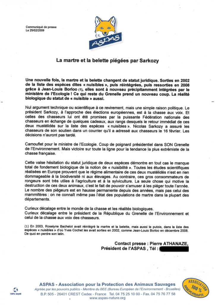 Quand Sarkozy offrait la belette aux chasseurs...