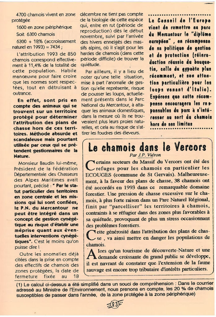 quand l’aspas dénonçait déjà les excès de la chasse du chamois, en 1993... 3 Quand l’ASPAS dénonçait déjà les excès de la chasse du chamois, en 1993...