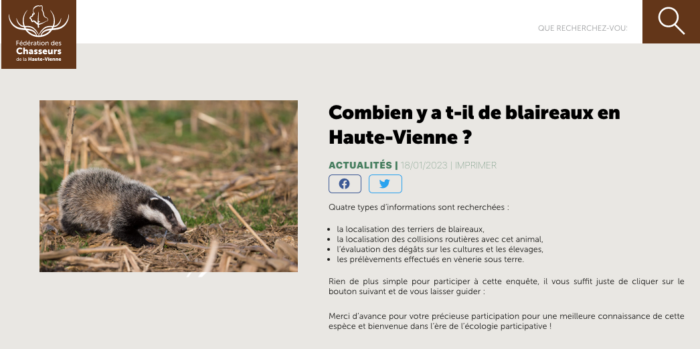 Capture d'écran du site de la FDC 87